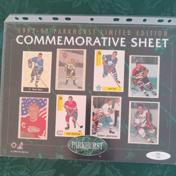 Parkhurst LTD Commemorative Sheet 1992-93 NHL #780/7000 - Picture 1 of 1